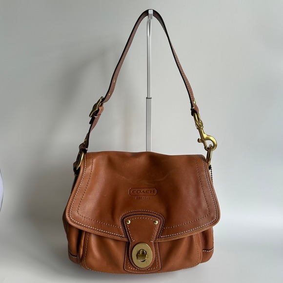Coach Handbags - Coach Brown Leather Shoulder Bag with Brass Hardware